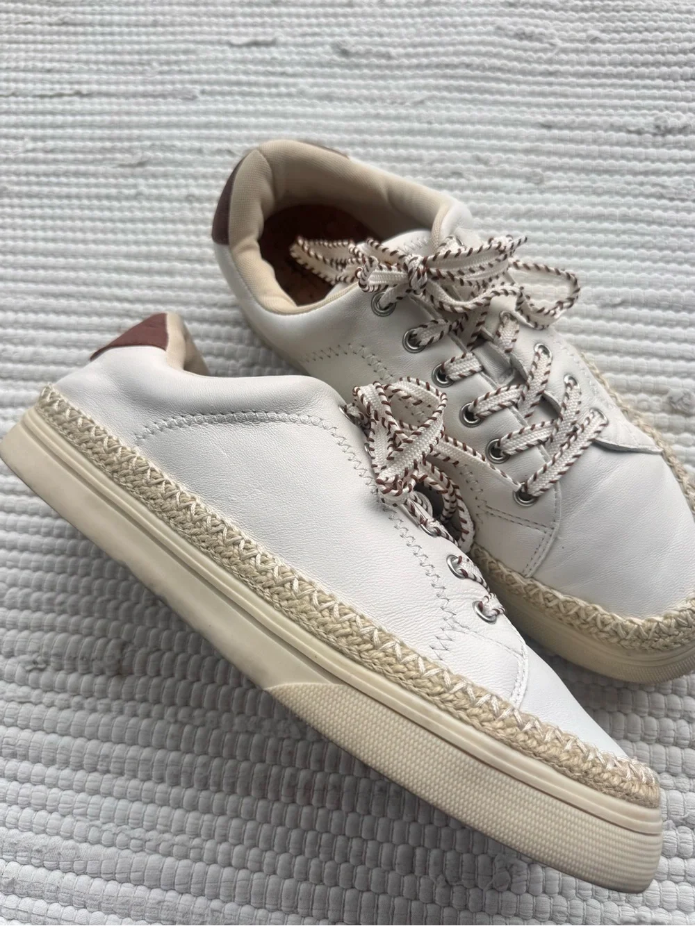 Lucky Brand Cheynas Leather Espadrille Platform Sneakers Size 8.5